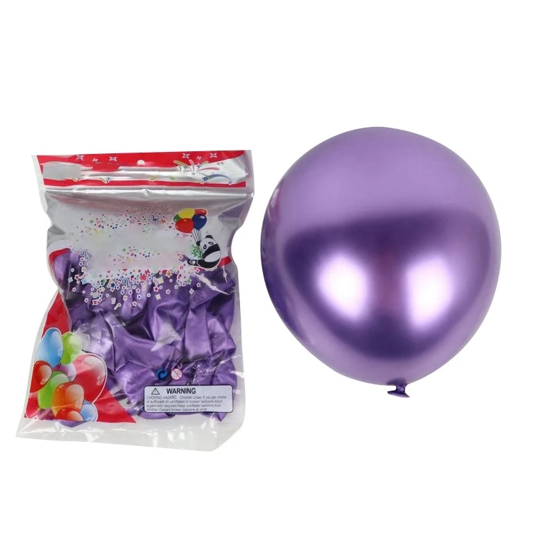 50шт 10-дюймовых металлических латексных воздушных шаров с толстым хромированным глянцевым металлическим жемчугом для декора вечеринки - Фиолетовый