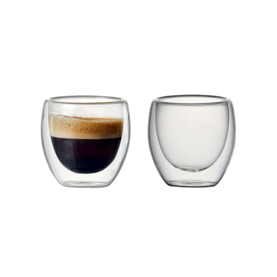 6 Комплектов двухслойных кофейных чашек из полого стекла объемом 80 мл для чая, кофе, стаканчиков для питья