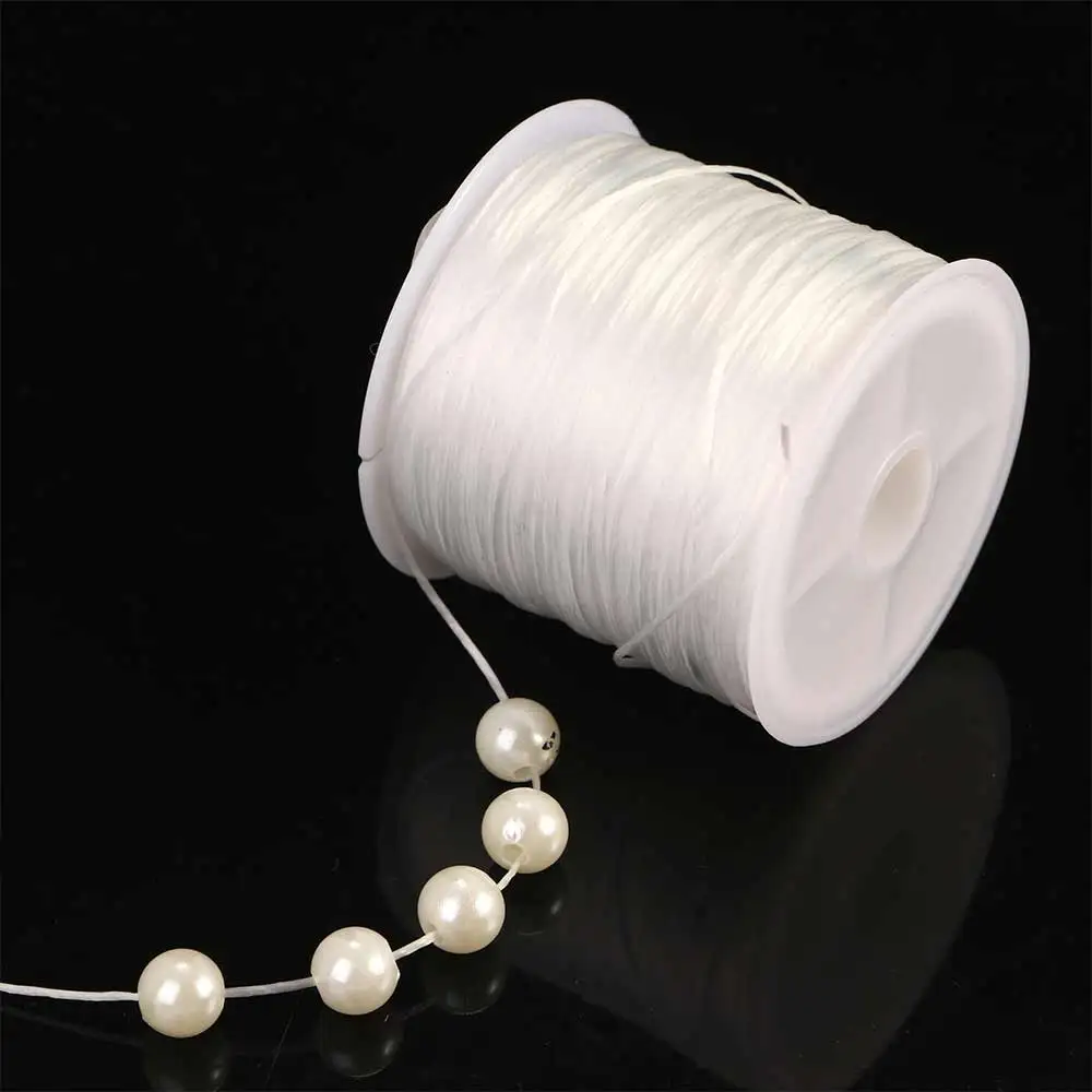 60 м 0,8 мм Плоский эластичный ювелирный шнур из хрусталя, бисерная нить, прочные эластичные нитяные шнуры для изготовления ювелирных изделий из ожерелья и браслета своими руками