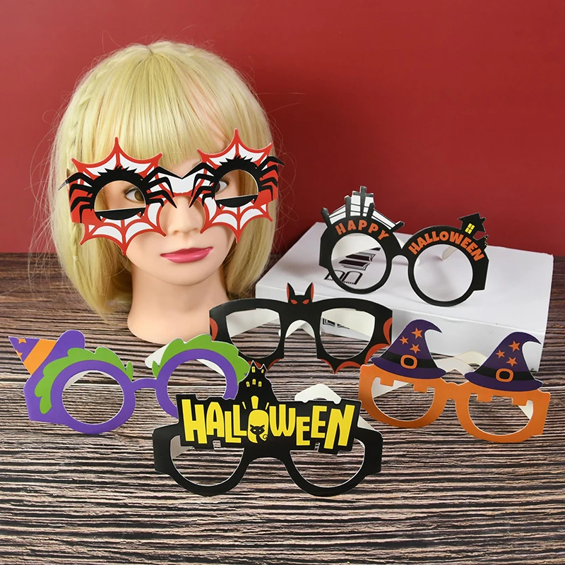 6pcs/набор Хэллоуин призрак тыква бумажные очки Очки фотобудка реквизит комплект для малышей пользу очков, рамка для фото стенд реквизит