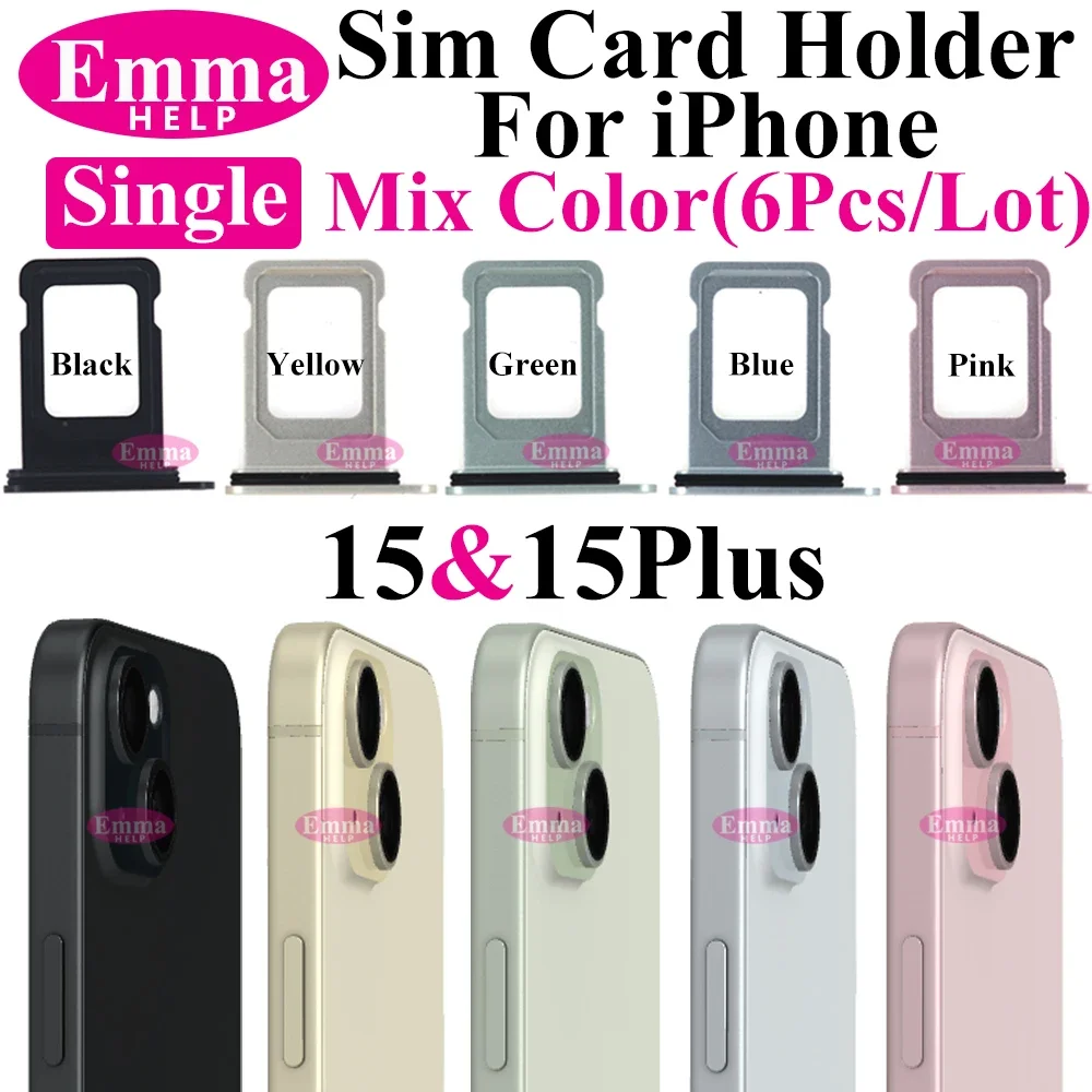 6шт Держатель ящика для SIM-карт для iPhone 15 Pro Max 14 Plus 13 11 12 XS Max Лоток для одной Sim-карты Держатель слота для чипа Аксессуары для телефонов