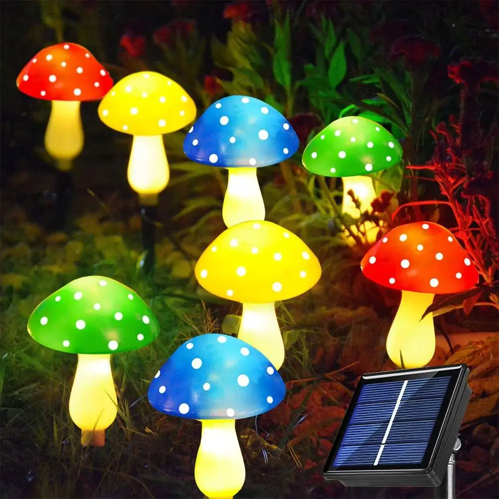 8 упаковок 50LED наружных солнечных грибовидных фонарей с солнечной панелью IP65 Водонепроницаемые садовые фонари для декора двора Садовой дорожки крыльца