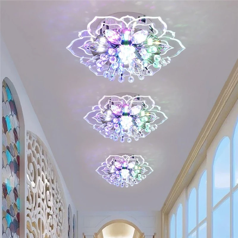 9 Вт Светодиодный Хрустальный потолочный светильник Современного дизайна в форме цветка Потолочный светильник для гостиной, прихожей, спальни, кухни, коридоров, освещения