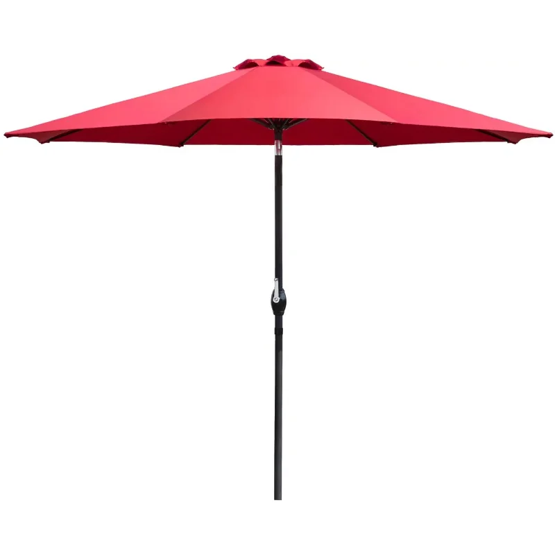 9-футовый зонт для патио Vineego, открытый Прямой зонт для пикника с регулируемым наклоном, красный