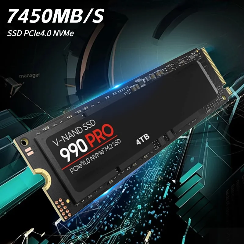 990 PRO SSD Твердотельный Накопитель M.2 2280 SSD PCIe4.0 NVMe Игровой Внутренний Жесткий Диск 4 ТБ 2 ТБ 1 ТБ 7450 МБ/с. Для Настольного ноутбука PS5