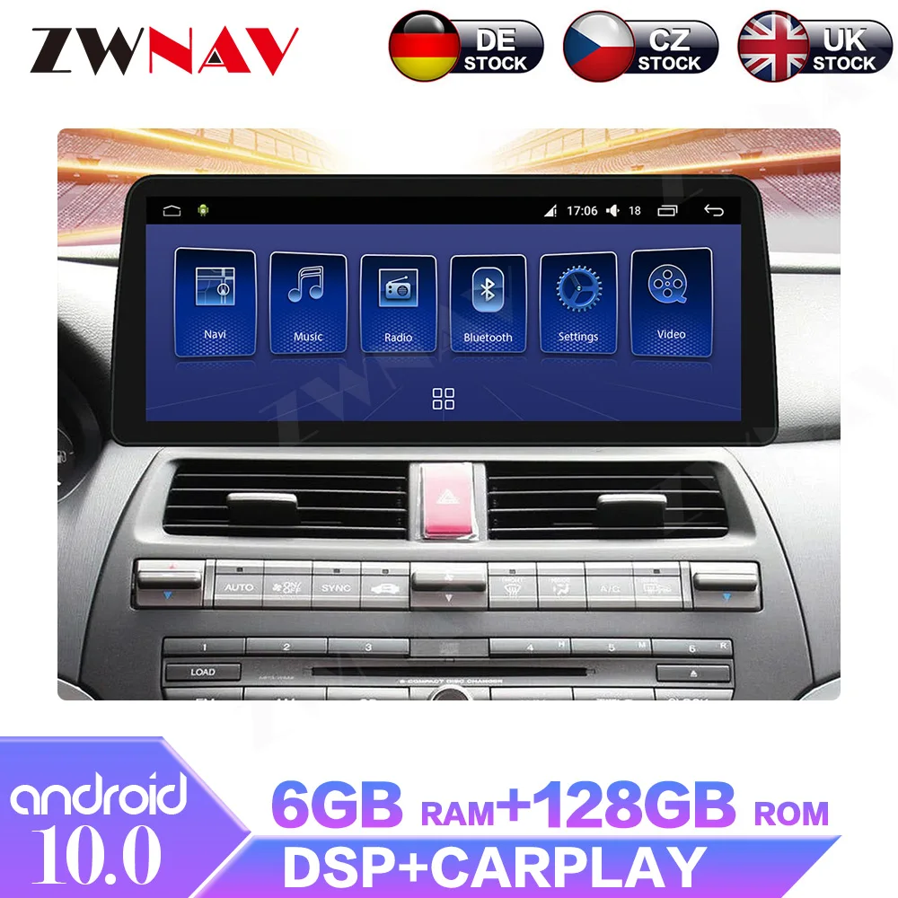 Android 10,0 6 + 128 Г Для Honda Accord 8 2006-2012 IPS Экран Автомобильный Мультимедийный Радио Стерео GPS Навигационный Плеер С DSP Carplay
