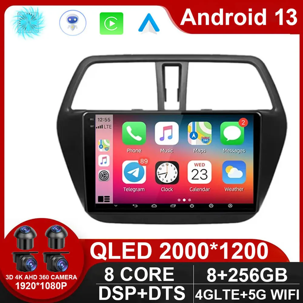 Android 13 Auto Автомобильный Радио Мультимедийный Плеер carplay Для Suzuki SX4 -CROSS 2014-2017 Carplay навигация gps стерео БЕЗ 2din DVD