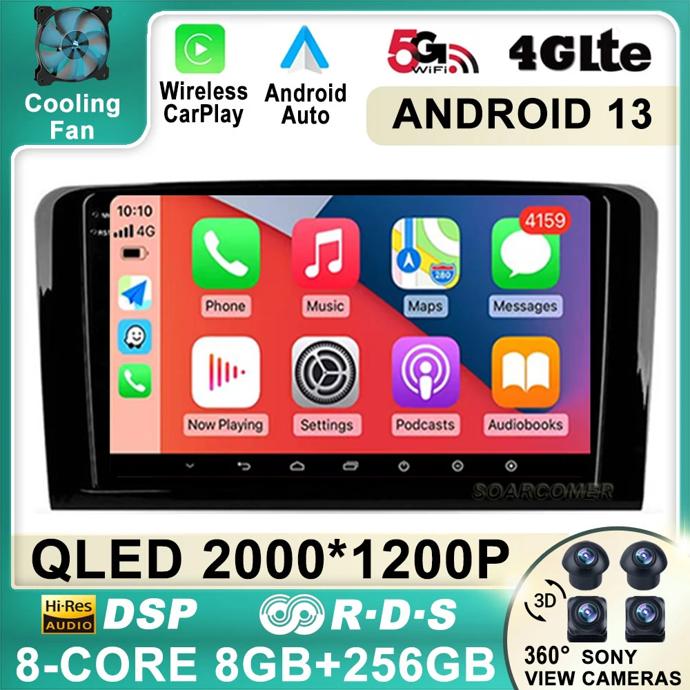 Android 13 Для Mercedes Benz CLASS ML W164 X164 ML350 ML300 GL500 ML320 ML280 GL350 Автомагнитола CarPlay Auto GPS No 2 Din 2Din DVD