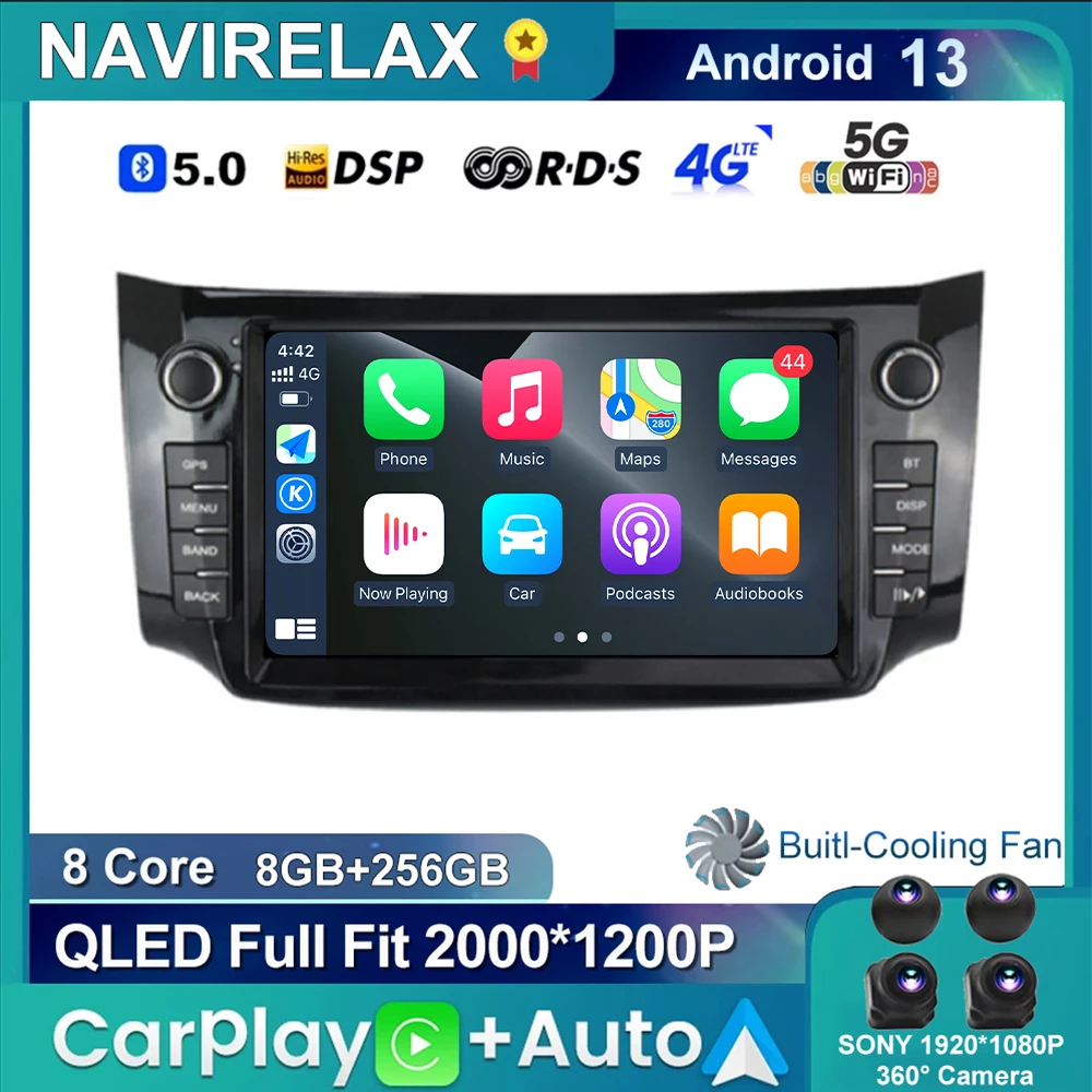 Android 13 для Nissan Sylphy B17 Sentra 12 2013 2014 2015 2016 2017 2018 GPS WIFI + 4G Автомобильный стерео мультимедийный плеер Навигация