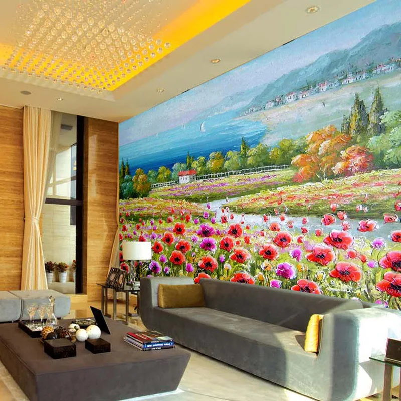 beibehang ресторанный диван обои для гостиной большие влагопроницаемые настенные обои европейская элегантная картина маслом цветы