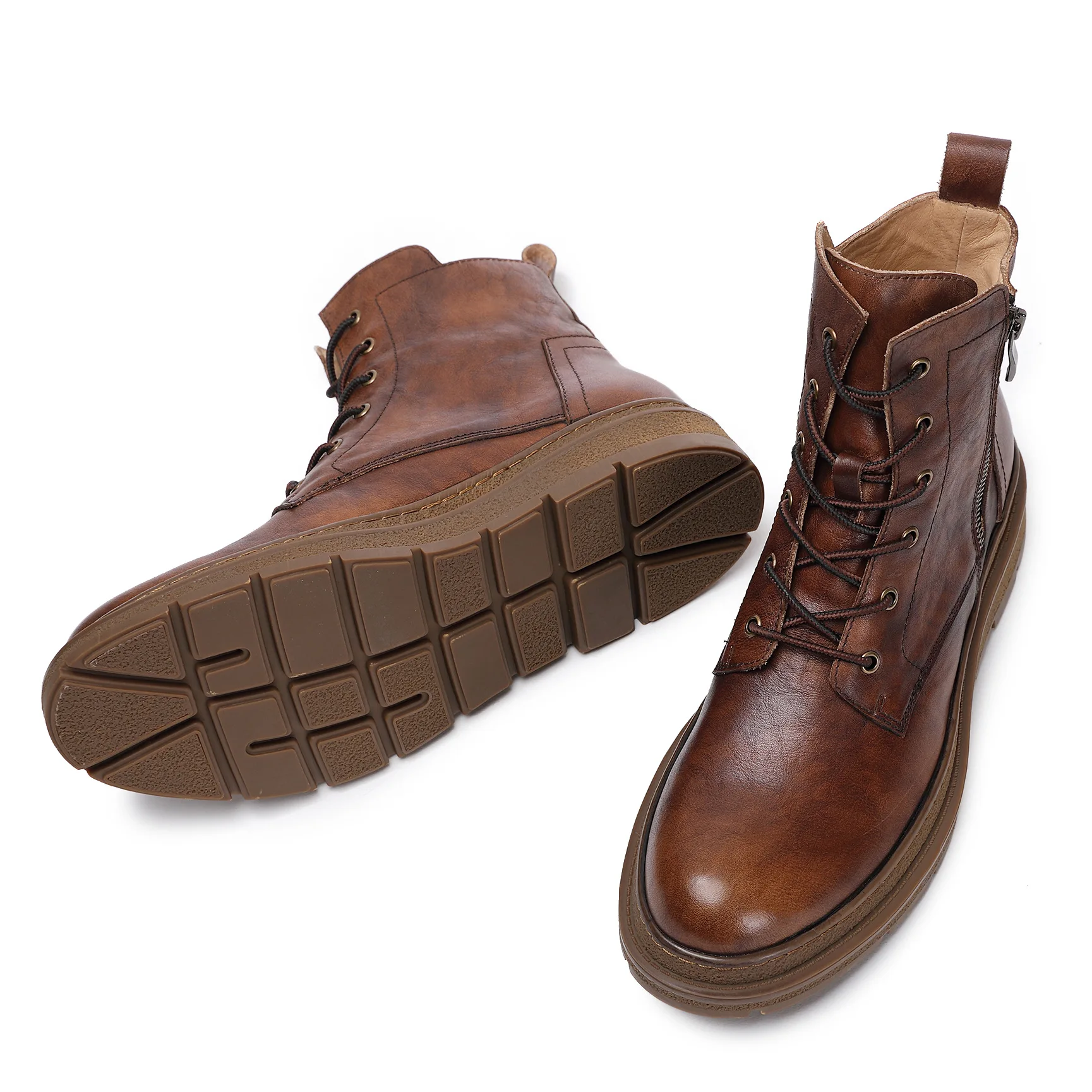 BM4-PWH14， Мужские ботинки Martin с высоким берцем из воловьей кожи, модные винтажные кожаные ботинки на платформе в британском стиле, мужские ботинки с круглым носком на молнии