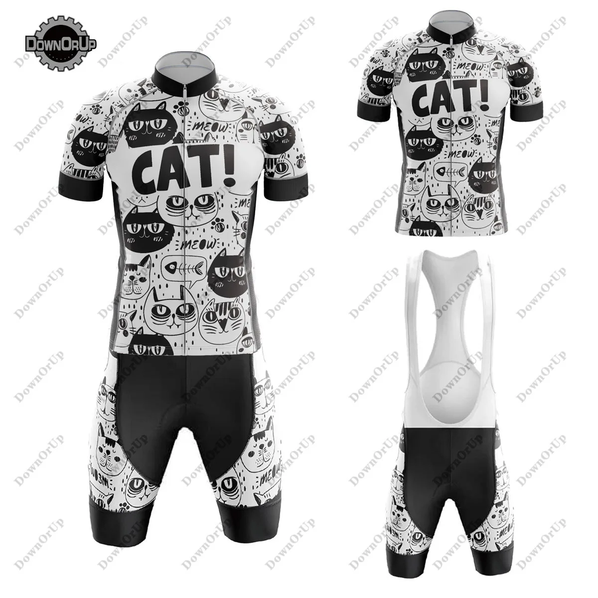 CAT Велоспорт Джерси Комплект Майо Ciclismo Hombre Team Мужская Велосипедная Одежда MTB Велосипедный Костюм Нагрудник / Шорты Гелевая Дышащая Прокладка