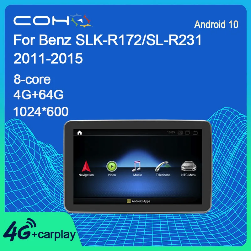 COHO Android 10 Для Benz SLK-R172/SL-R231 2011-2015 Android-плеер Стерео Аудио Радио GPS Навигация Головное устройство 8-Ядерный 4 + 64G