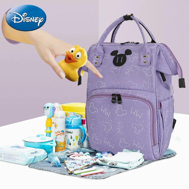 Disney 2023, новая сумка для подгузников с Микки, рюкзак, модный бренд класса люкс, сумка для беременных, многофункциональная сумка для детских подгузников большой емкости.