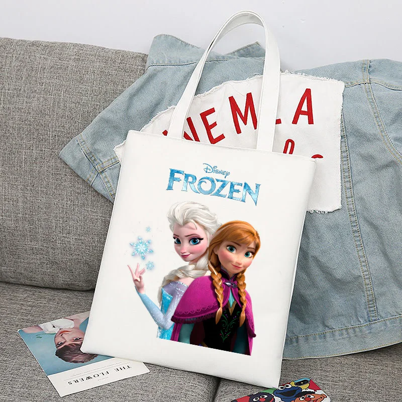 Disney Frozen Elsa Anna, Мужские И Женские сумки для покупок, сумка-тоут, сумка через плечо, Холщовые сумки, сумка для колледжа большой емкости