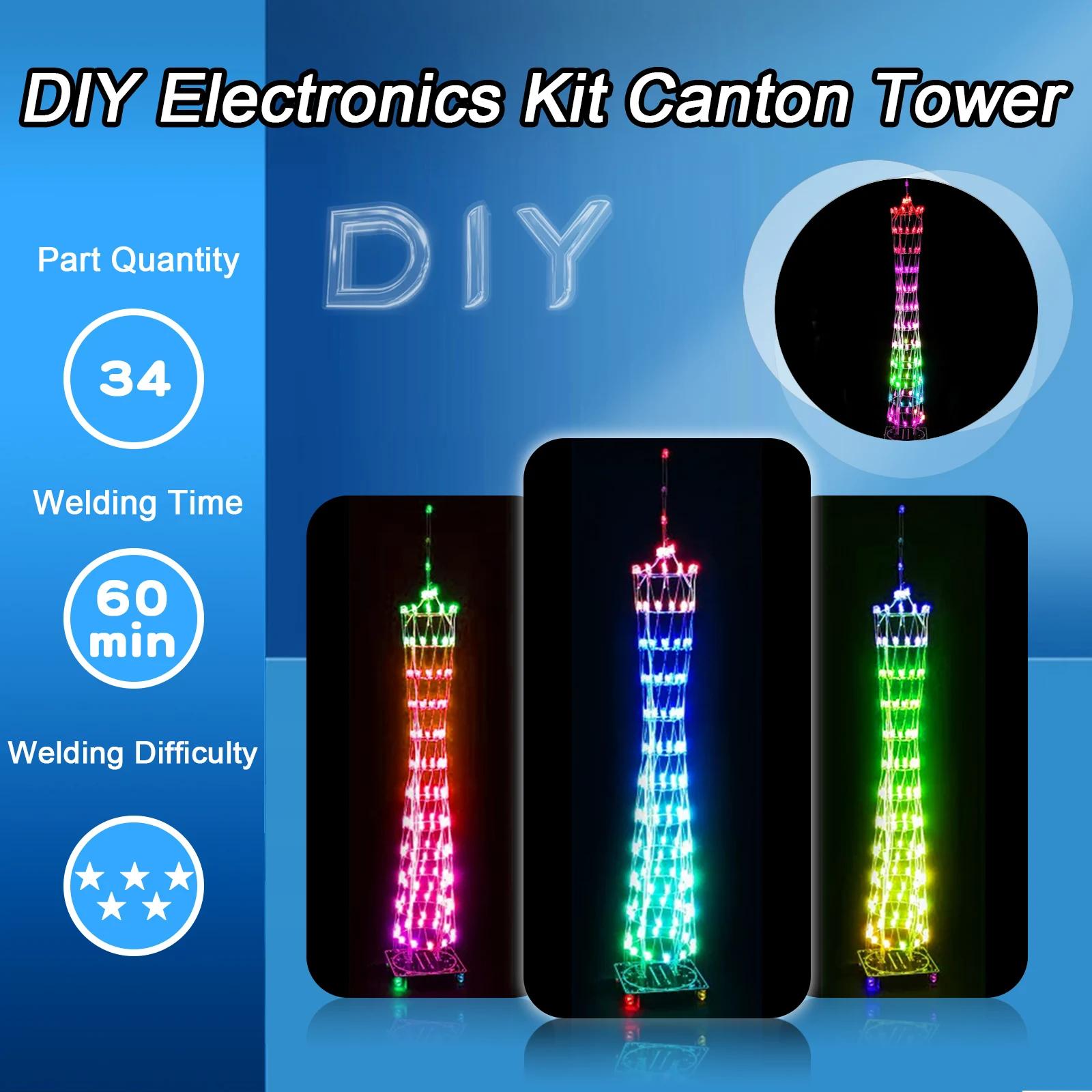 DIY Электронный Набор Для Пайки LED Colorful Canton Tower Lightcube 16*16 Практическое Обучение Электронике Пайка