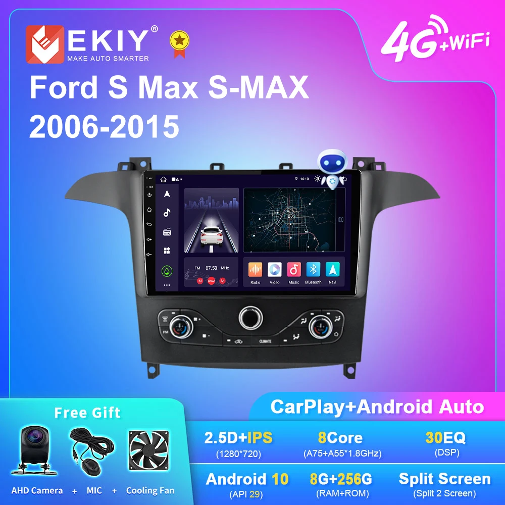 EKIY X7 Android 10 Автомагнитола Для Ford S Max S-MAX 2006-2015 Мультимедийный Плеер Стерео Навигация Без 2din Магнитолы Carplay Auto