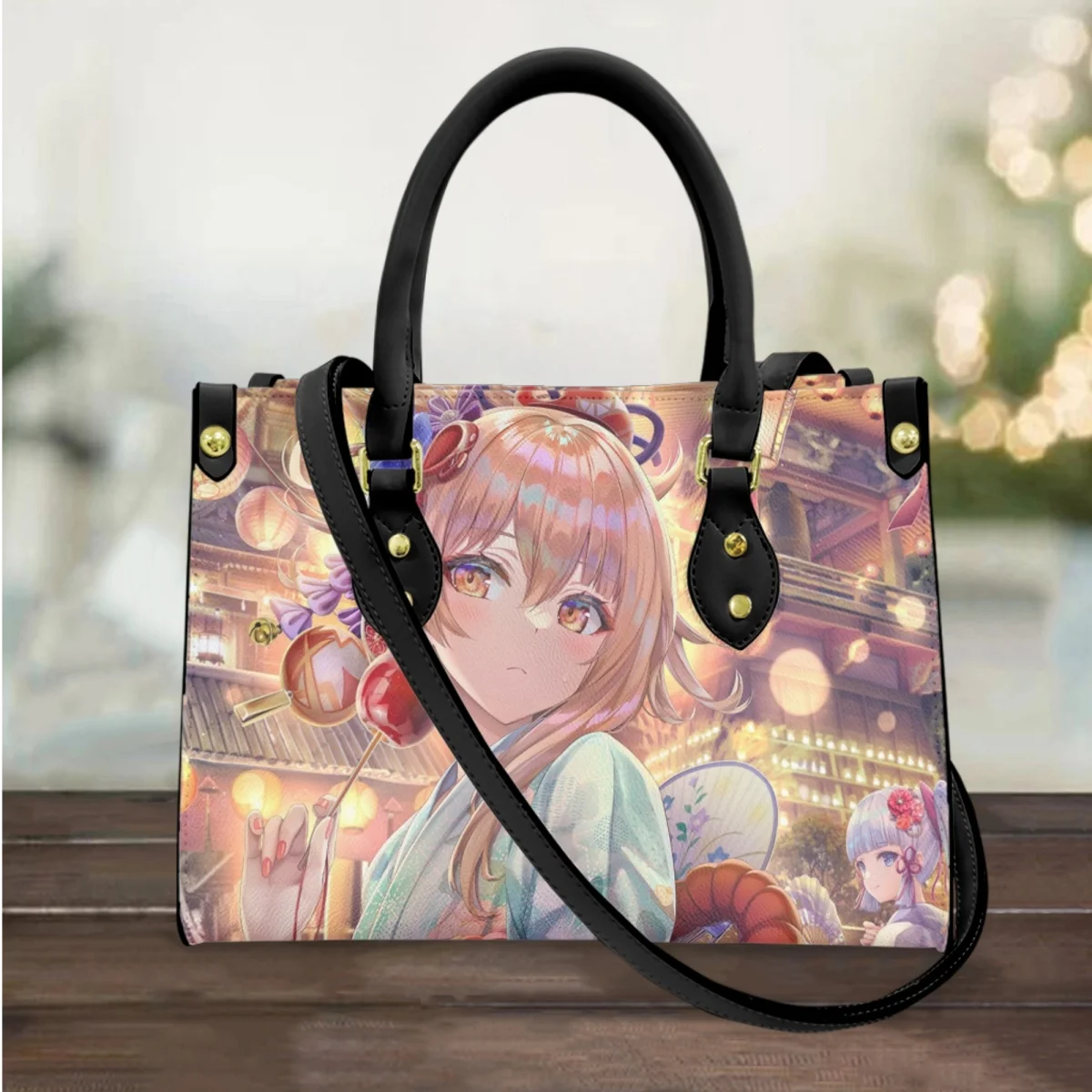 FORUDESIGNS / Роскошные женские сумки Pretty Genshin Gaming Design, сумка для покупок, подарок любимому, кожаные сумки-тоут на одно плечо.