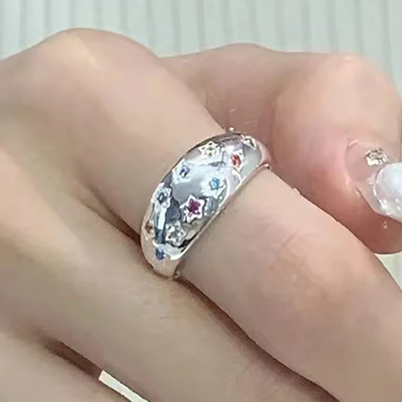 Foxanry Корейские Милые Красочные Цирконы Обручальные кольца для женщин Пары Модные Элегантные Геометрические украшения ручной работы на День рождения