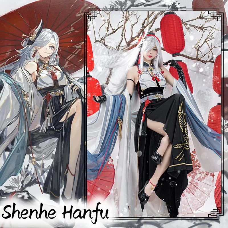 Genshin Impact Fanart Shenhe Китайская традиционная одежда Hanfu Косплей Костюм Liyue