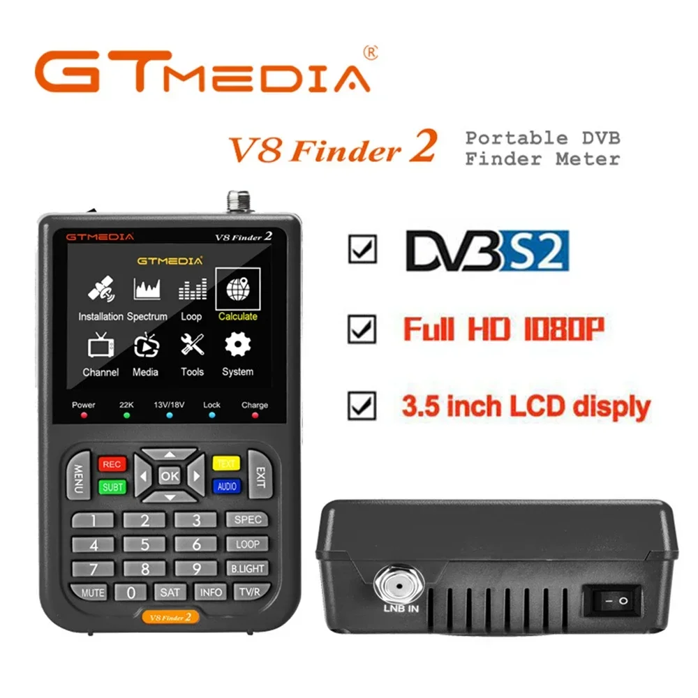 GTMEDIA V8 Finder2 Спутниковый Искатель Метр DVB S2X 1080P gtmedia v8 finder 2 3,5-дюймовый TFT-ЖК-экран Высокой Четкости Верхняя Коробка