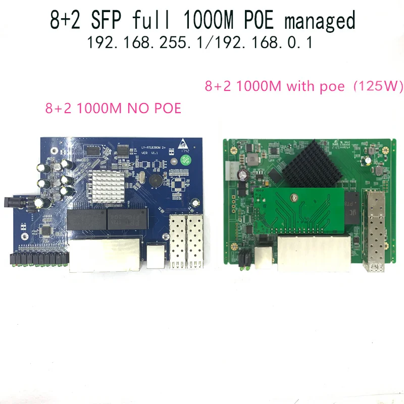 IP-управление 8-портовый модуль коммутатора PoE Ethernet 10/100/1000 Мбит /с Модуль управляемого коммутатора с 2 гигабитными слотами SFP гигабитный коммутатор
