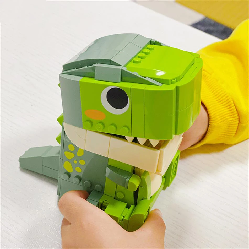 JAKI Creative Student Must Контейнер для ручек с динозавром, сделай сам фоторамку, Brick Friend Brick, Идеальную городскую игрушку-пенал для девочек