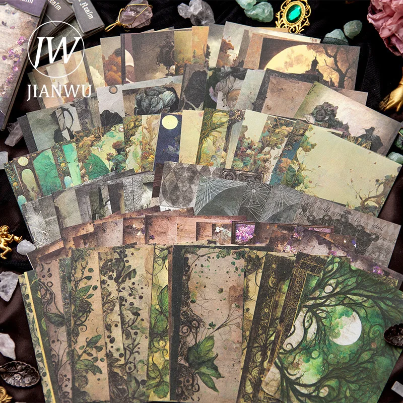 JIANWU 48 Листов, Серия Desolate Secret Realm, Винтажное растение, Цветочный материал, Бумага, Креативный мусор 