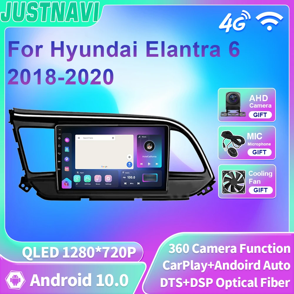 JUSTNAVI QLED Android 10 Для Hyundai Elantra 6 2018-2020 Автомобильные Аксессуары Мультимедийный Радио-Видеоплеер Автоматическая Навигация GPS DSP