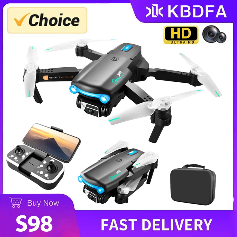 KBDFA S98 Drone 4K HD Двойная Камера Складной Квадрокоптер С Четырехсторонним Обходом Препятствий Прохладные Дыхательные Огни Вертолет RC Игрушка В Подарок
