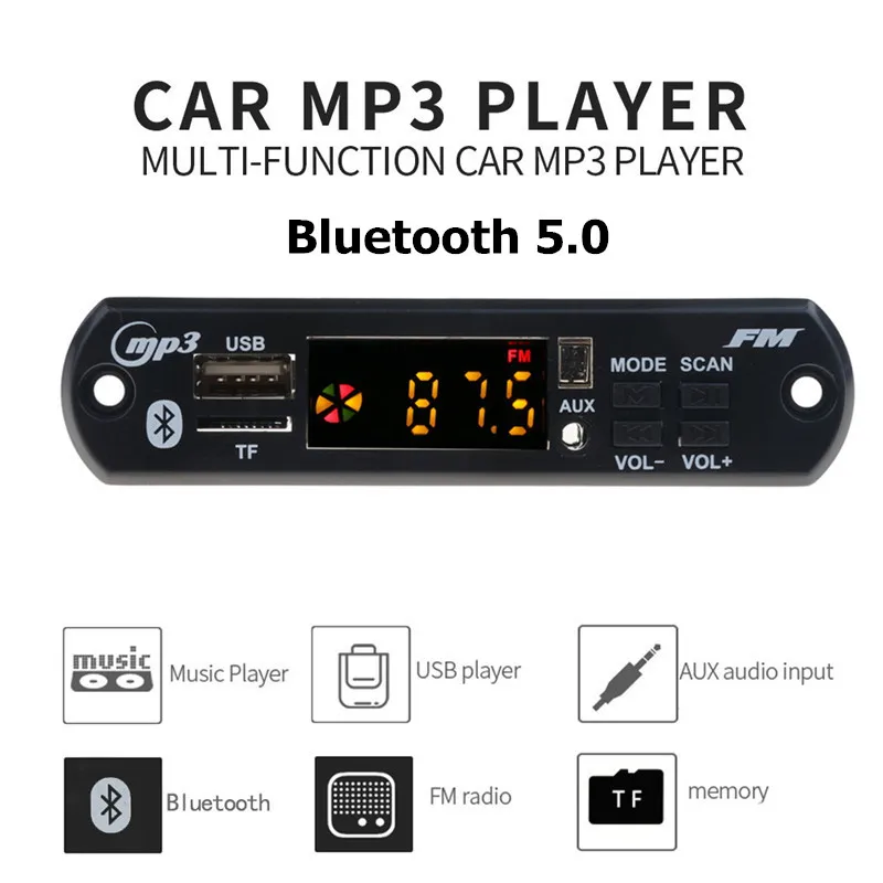 KEBIDU Новый Bluetooth5.0 MP3 Декодер Плата 5 В 12 В Аудио Модуль Светодиодная Версия для Автомобильного Музыкального Динамика Автомобильные Транспортные Средства MP3 USB FM TF Радио