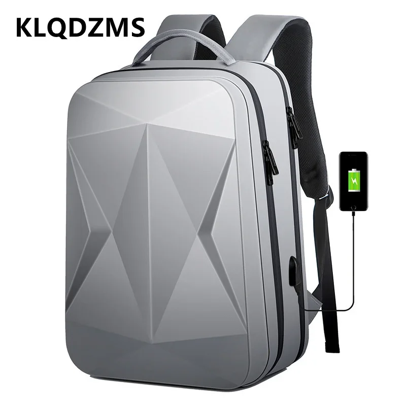 KLQDZMS Мужской рюкзак Новый большой емкости Водонепроницаемый школьный рюкзак с твердым корпусом, сумка для ноутбука из АБС-пластика, дорожная сумка для зарядки через USB