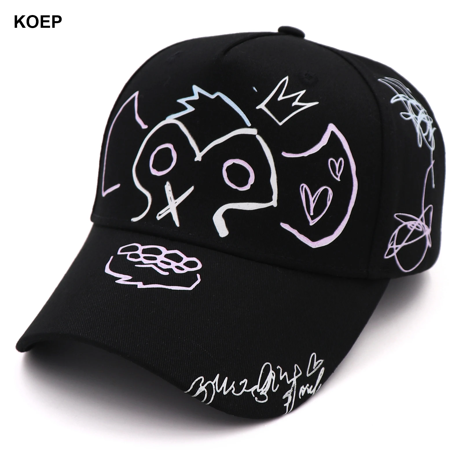 KOEP Новые бейсболки с абстрактным эффектом флуоресценции, шляпа с принтом