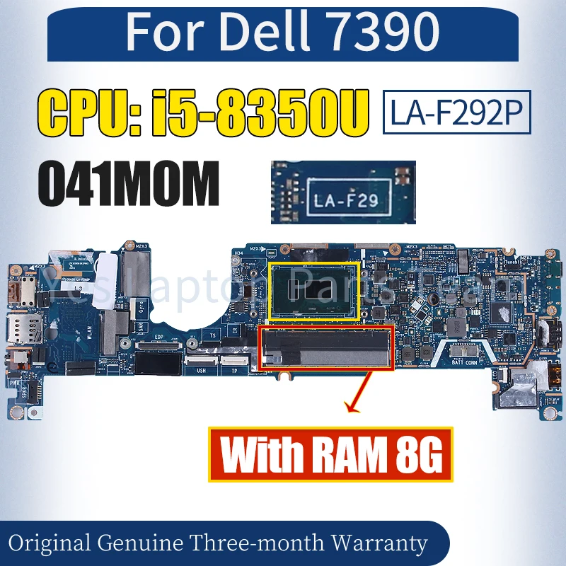 LA-F292P Для ноутбука Dell 7390 Материнская плата CN-041M0M SR3L9 i5-8350U С оперативной Памятью 8G 100％ Протестированная Материнская плата Ноутбука