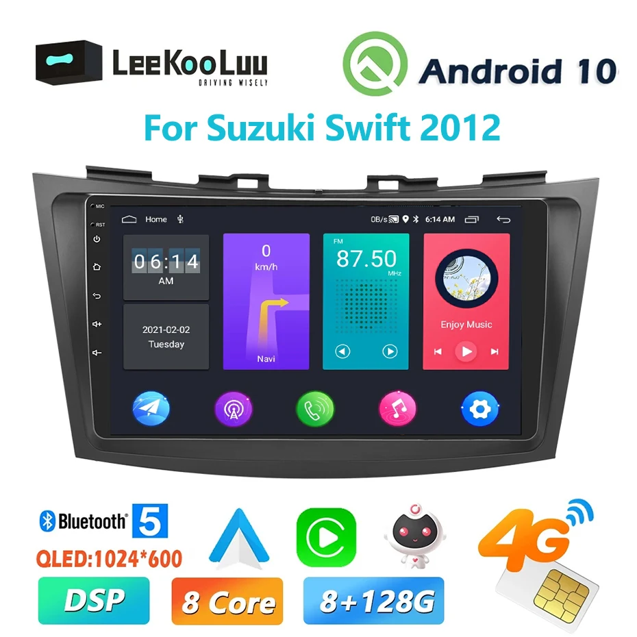 LeeKooLuu 2 Din Автомобильный Радиоприемник Стерео Для Suzuki Swift 2012 Android 11 Мультимедийный Плеер GPS Беспроводной Carplay Auto 4G WiFi DSP