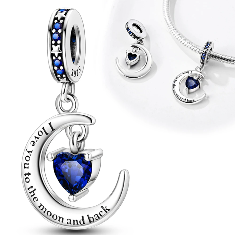 Love Moon Silver Color Fit Pandora Charms Серебряный Оригинальный Браслет для Изготовления Ювелирных Изделий
