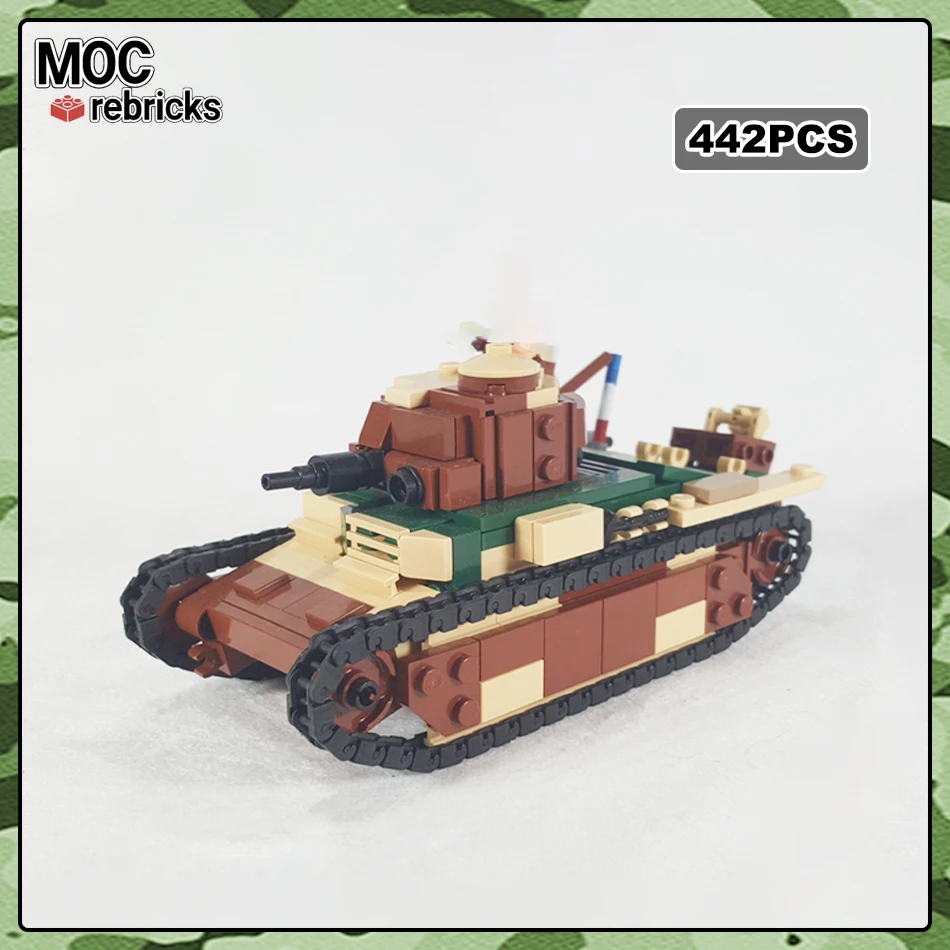 MOC-163327 Военный Новый танк французской армии Renault D1 Combat Armor Строительный блок Модель Кирпичная игрушка Подарки для детей