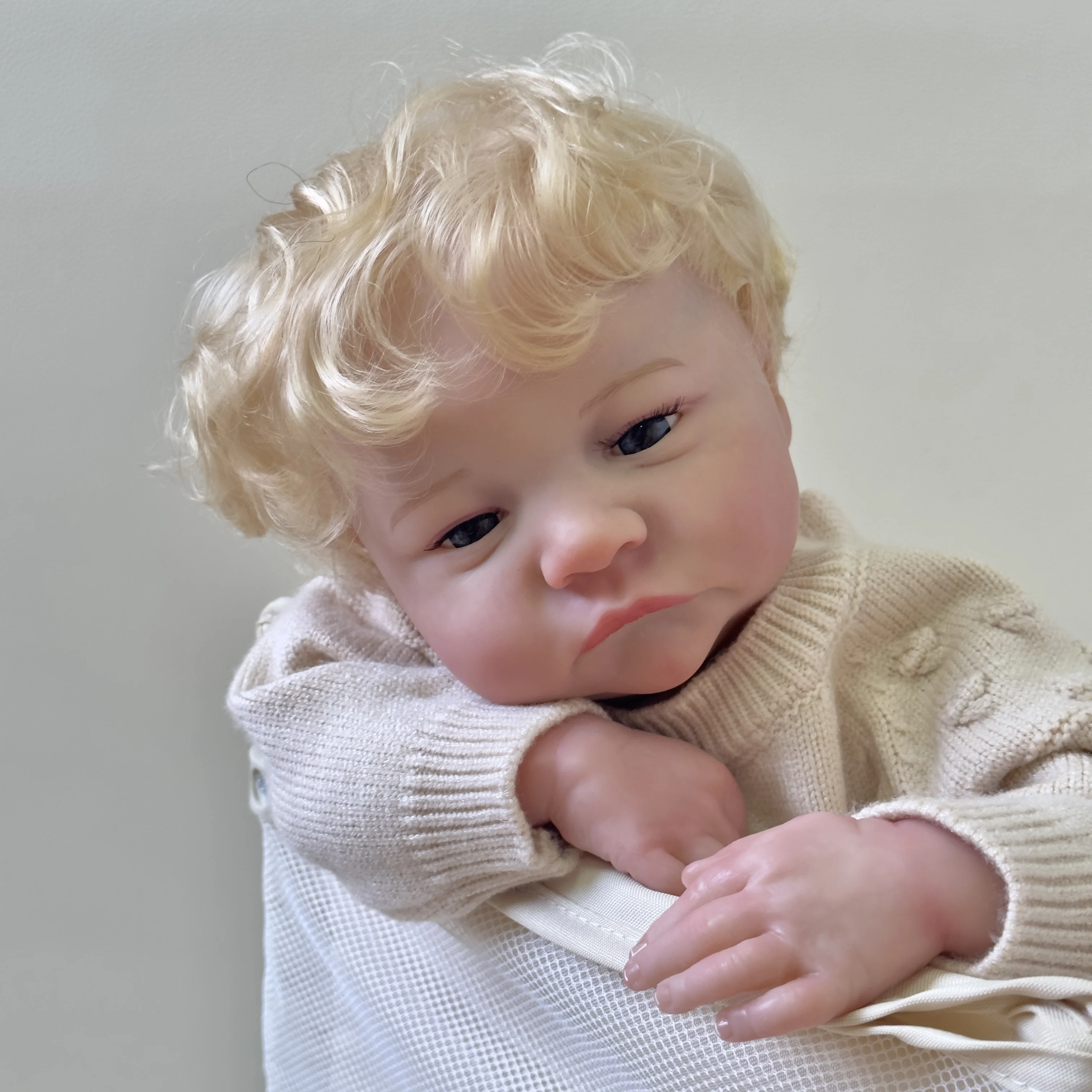 NPK 19-дюймовая кукла-Реборн с мягким телом Levi Awake для новорожденных, размер 3D, на коже видны вены, коллекционная художественная кукла