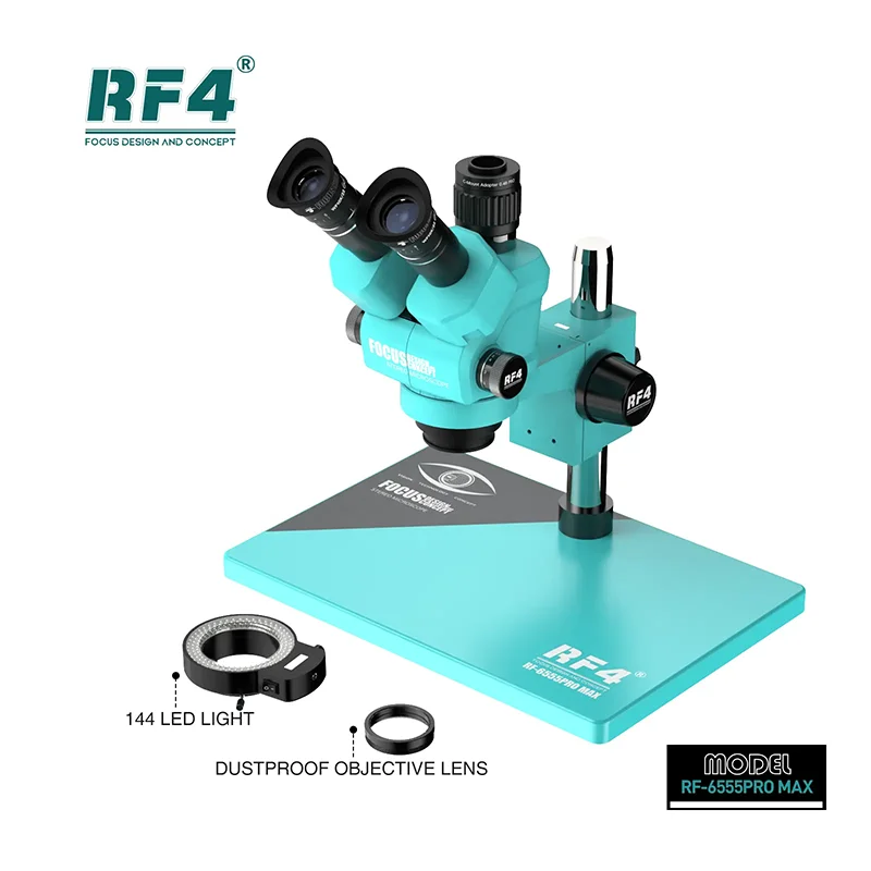 RF4 6555PRO МАКСИМАЛЬНЫЙ Тринокулярный Стереомикроскоп с Непрерывным Увеличением 6.5X-55X для Ремонта Печатных Плат SMD Мобильного Телефона