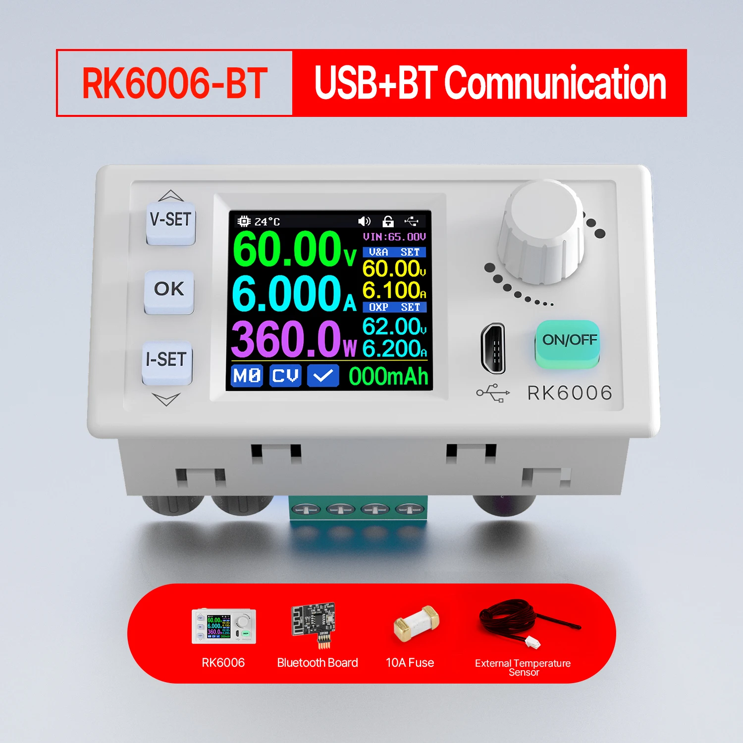RK6006 RK6006-BT WiFi Цифровой Управляющий Источник питания Постоянного тока USB Модуль Понижения напряжения Понижающий Преобразователь Вольтметр 60V 6A