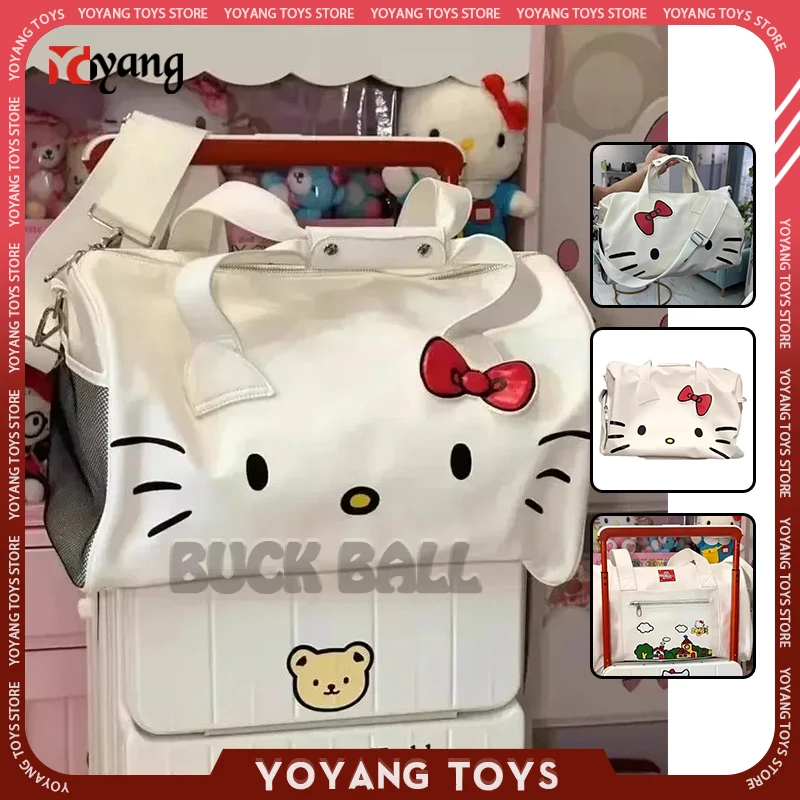 Sanrio Hello Kitty Багажная Сумка Kawaii Сумка Для Хранения Большой Емкости Kuromi Bento Bag Для девочек С Рисунком из Искусственной Кожи На Молнии, Сумка-Тоут, Рождественские Подарки