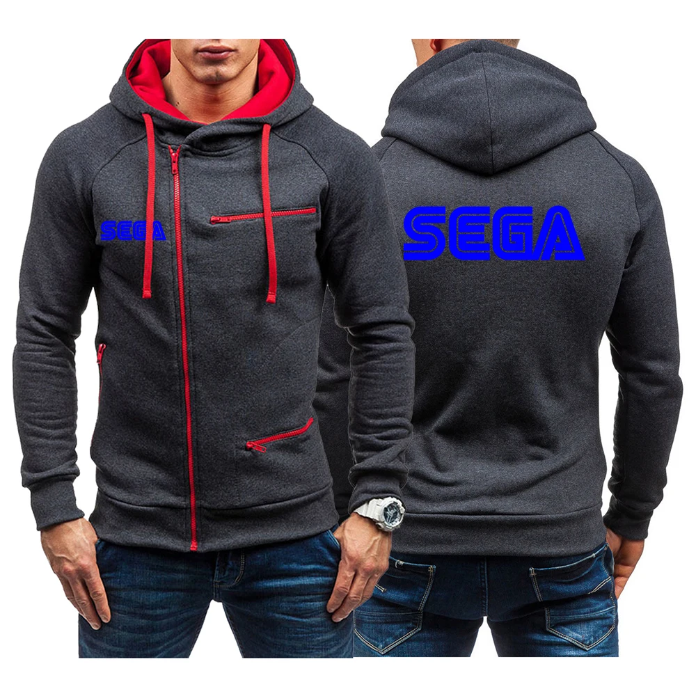 Sega 2023, новая мужская весенне-осенняя четырехцветная толстовка с капюшоном на молнии, удобная спортивная куртка для отдыха, пуловеры на молнии с капюшоном