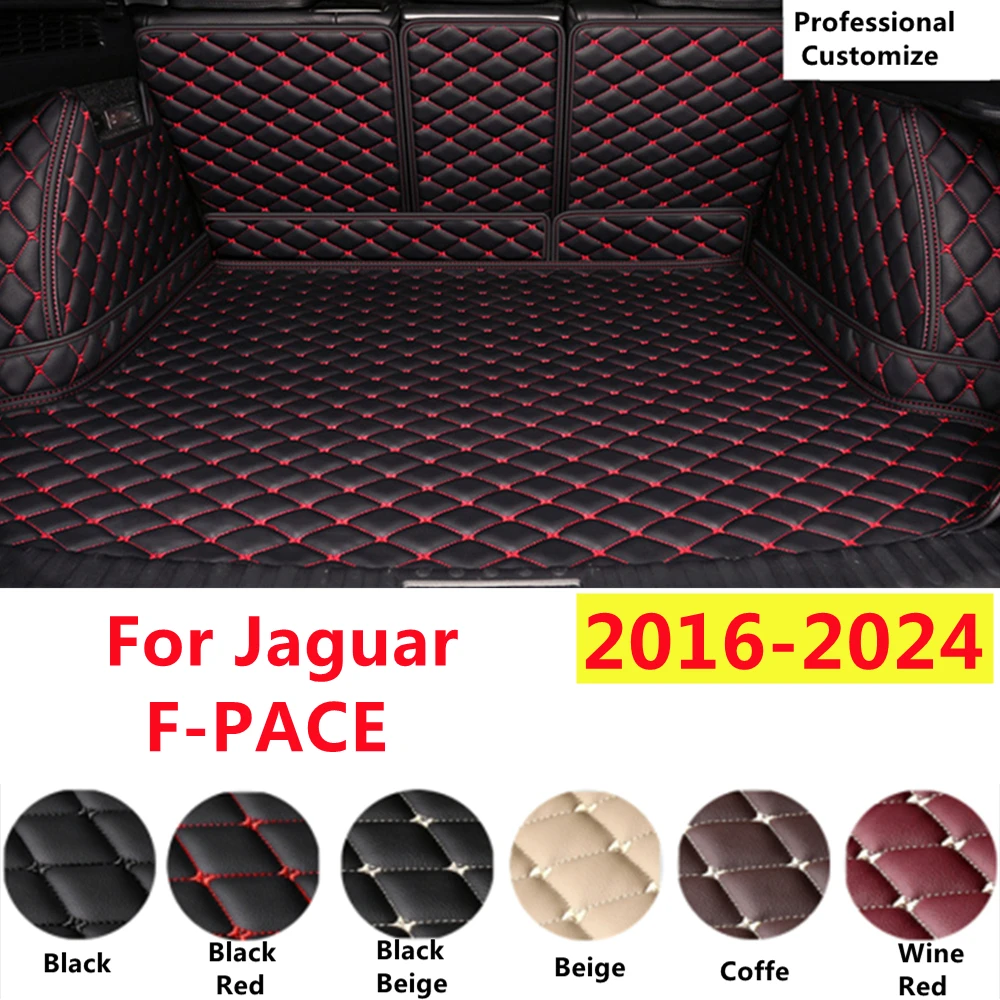 SJ Полный Комплект, Изготовленный На Заказ Для Jaguar F-PACE 16-2024 XPE Кожаный Водонепроницаемый Коврик Для Багажника Автомобиля, Вкладыш Для Багажного Лотка, Крышка Грузовой задней Панели