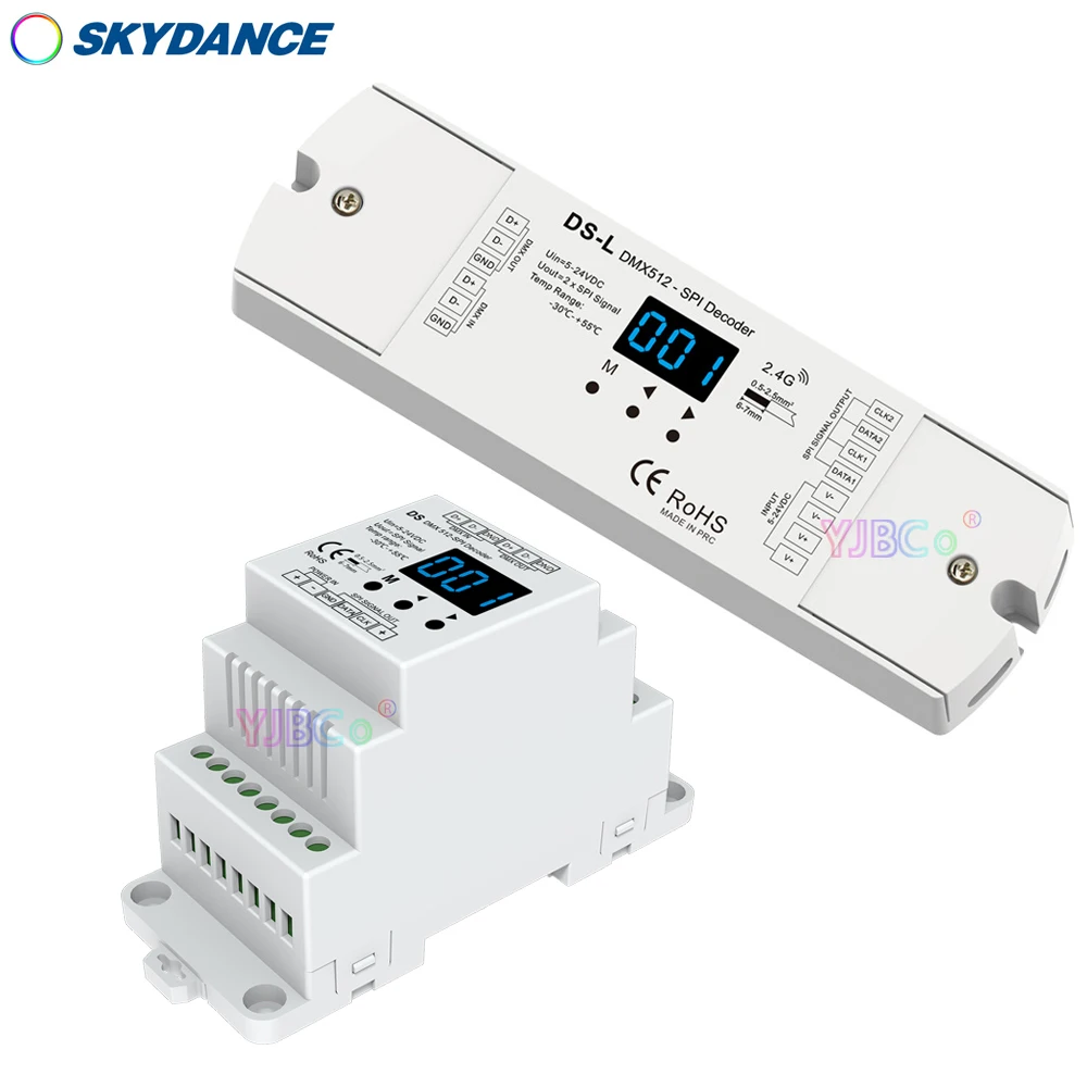 Skydance DS SPI DMX512 Декодер RGB DMX преобразователь сигнала 5V-24V 12V WS2812 WS2815 IC RGBW контроллер светодиодной ленты 2.4 G RF пульт дистанционного управления