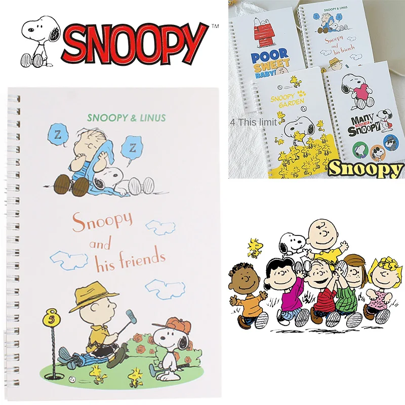 Snoopy Notebook A5 С отрывными листами, спиральный переплет для пополнения ежедневника, еженедельный планировщик повестки дня, записные книжки, Канцелярские школьные принадлежности