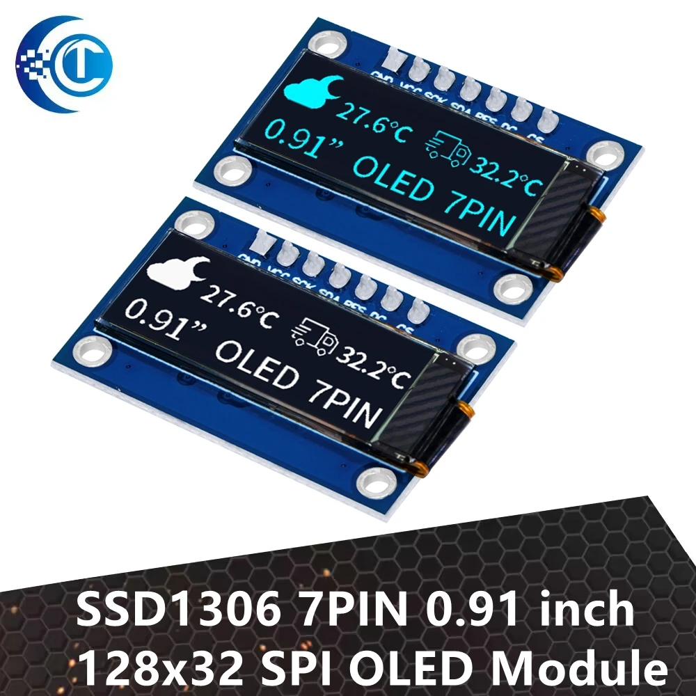 SSD1306 7PIN 0,91 дюймов 128x32 SPI OLED Модуль 0,91 
