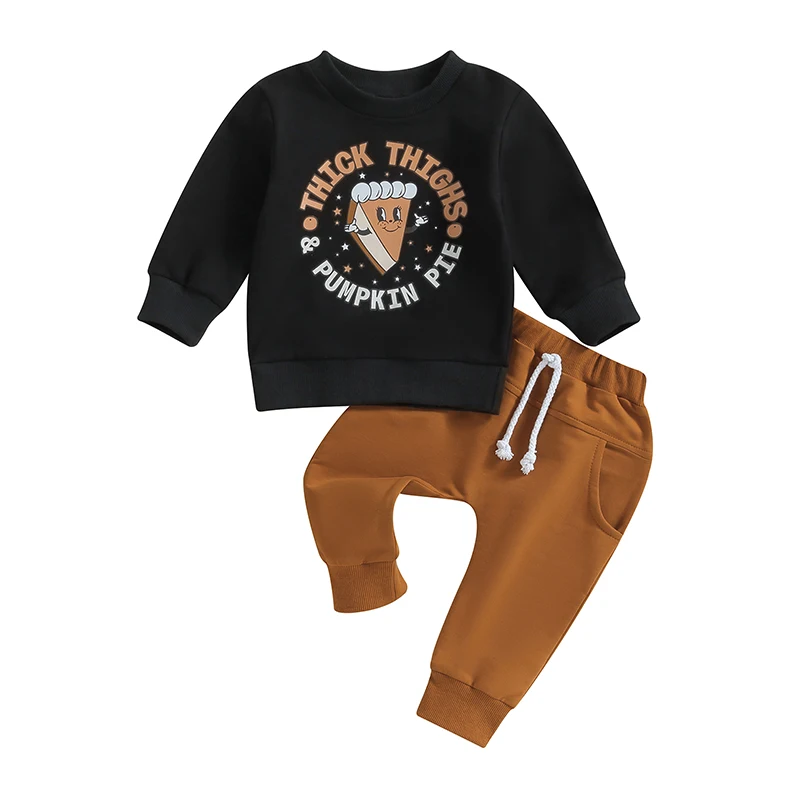 SUNSIOM / Комплекты одежды из 2 предметов для маленьких мальчиков, толстовка с длинными рукавами и буквенным принтом 