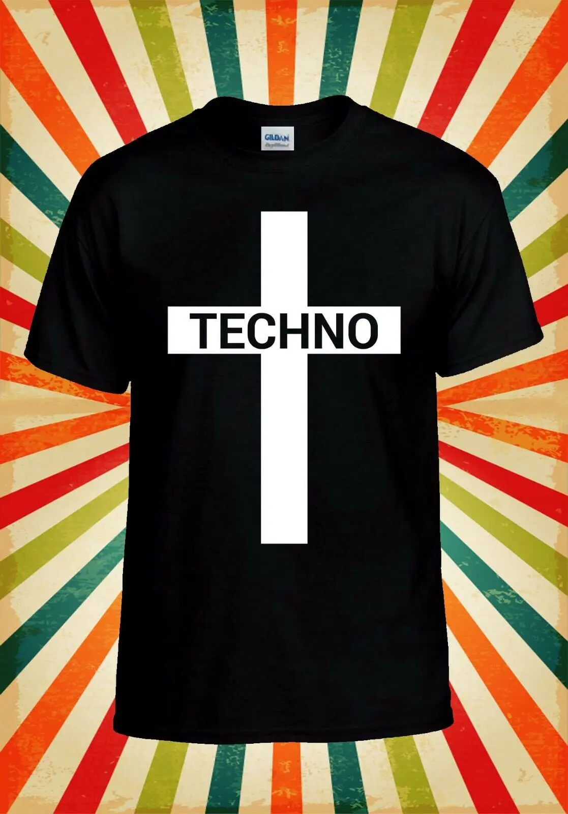 Techno Cross Music Jesus Забавный Крутой Мужской Женский жилет, майка, футболка Унисекс 2195