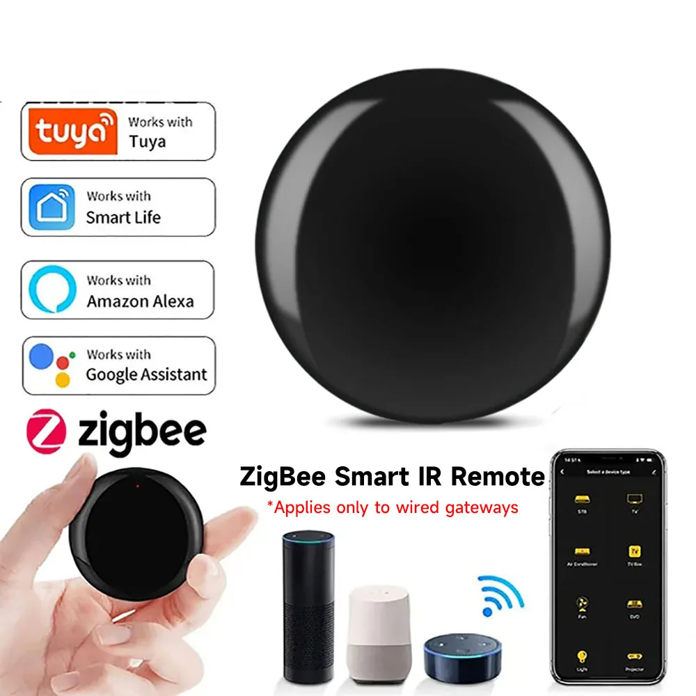 Tuya Zigbee Smart IR Remote Control Умный Домашний Контроллер Универсальный Инфракрасный Для телевизора Кондиционер Работает С Alexa Google Home