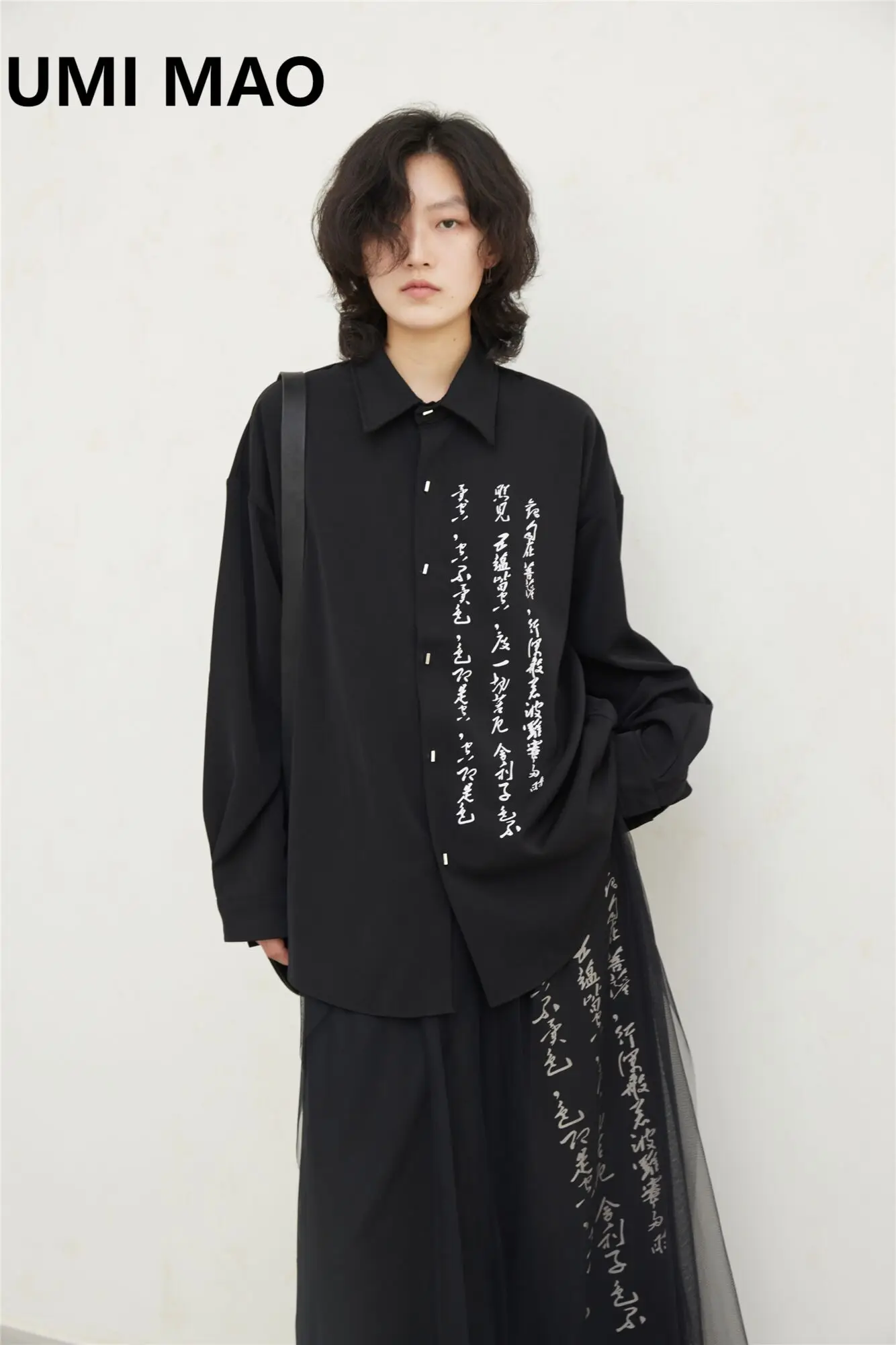 UMI MAO Yamamoto Dark Crowd Design Новая Китайская Рубашка С Каллиграфическим Принтом 